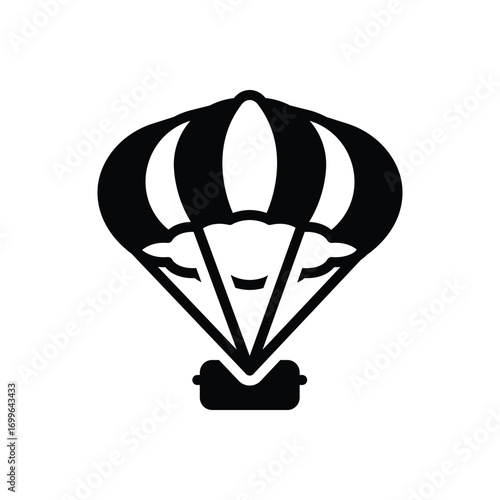 Black solid icon for parachute
