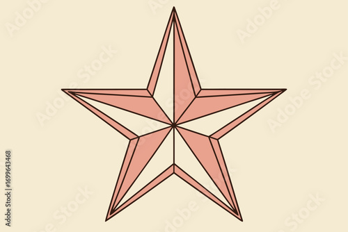 Pink and White Nautical Star Outline on Beige Background vector illustration