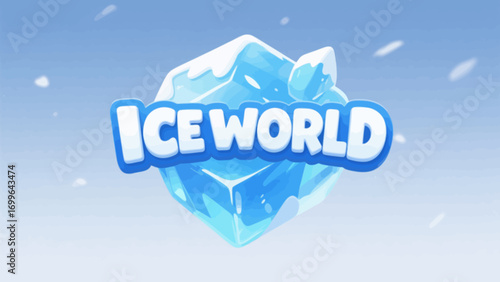 Ice and snow world cartoon game font, creative art font, vector hand-drawn illustration
