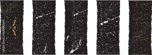 Abstract grunge rectangular frames collection collection with rough lino ink stains, distressed rectangular shapes, paint roller marks, relief printing