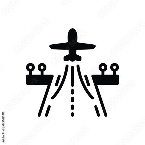 Black solid icon for takeoff