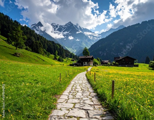 Mountain Path in Swiss Village