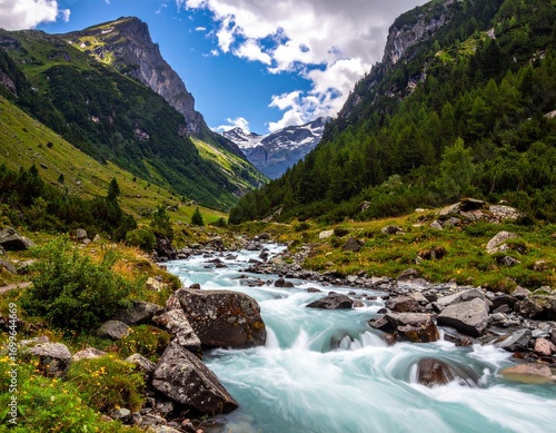 Alpine River with Rocky Stream