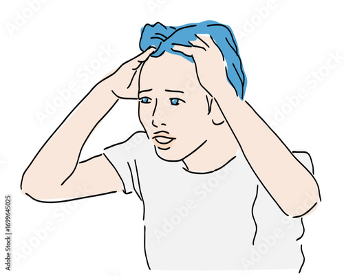Worried Man Concerned About Hair Loss