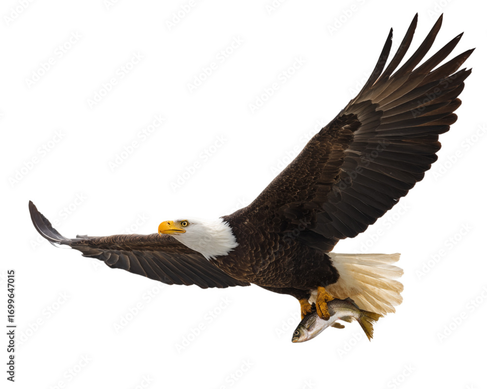Obraz premium bald eagle in flight Bald eagle side view soaring in flight,