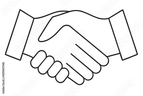 Simple Outline Illustration of Two Hands Shaking in Agreement or Greeting handshake shaking hands