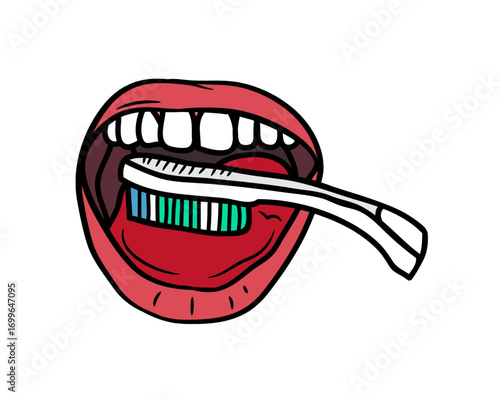 Brushing Teeth Illustration Dental Hygiene and Oral Care