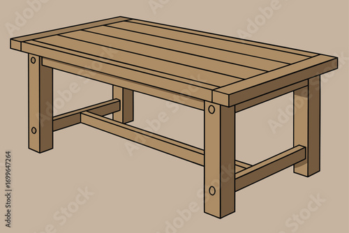 Simple wooden coffee table with slatted top and sturdy legs furniture wooden table