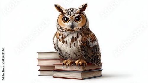 Wallpaper Mural owl sitting on a white background Torontodigital.ca