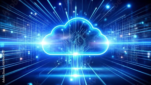 Futuristic Cloud Computing Concept Visualizing Data Transmission and Connectivity
