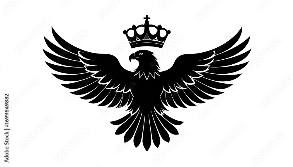 Obraz premium Heraldic crowned eagle silhouette