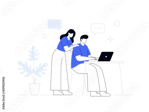business people working on laptop flat illustration