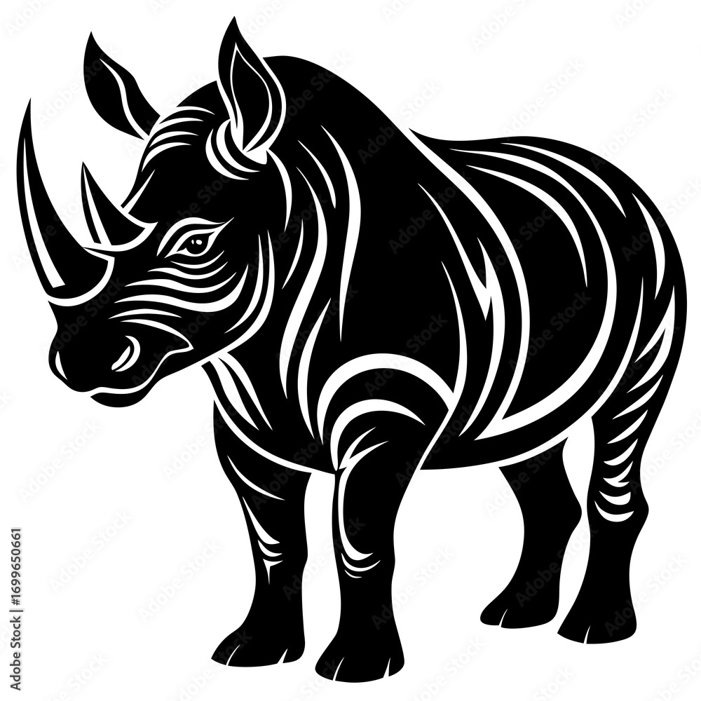 Fototapeta premium Beautiful Create Bold Stroke Silhouette Rhinoceros High-Quality Stock Image