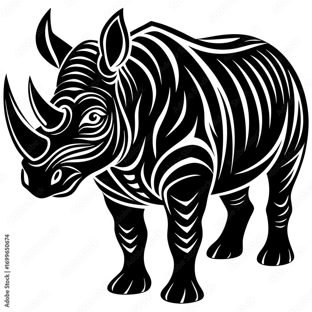 Obraz premium Showcasing Create Bold Stroke Silhouette Rhinoceros Beautiful Creative Visual