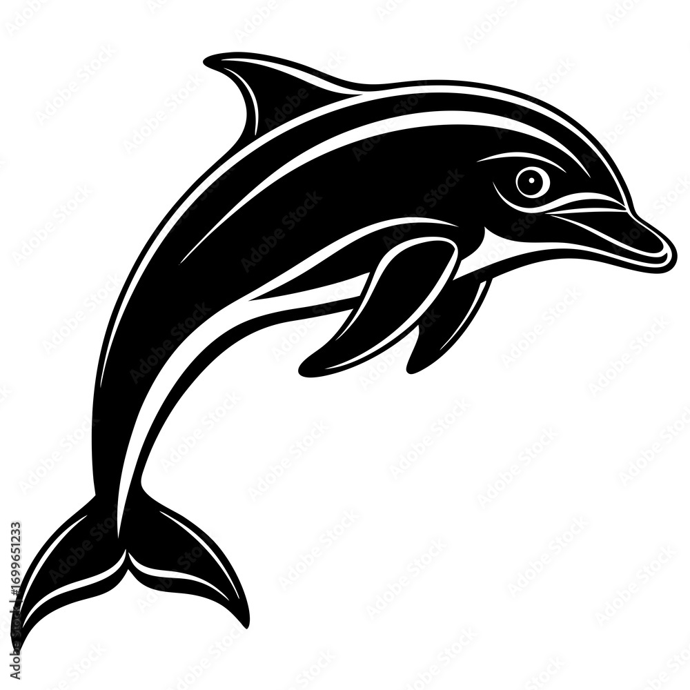 Fototapeta premium Crisp Create Bold Stroke Silhouette Dolphin High-Quality Stock Image