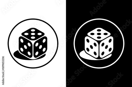 Dice Icon on Black and White Vector Backgrounds design. Dices flat icon