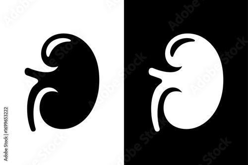 Human Kidney Black White Vector Illustration Medical Icon