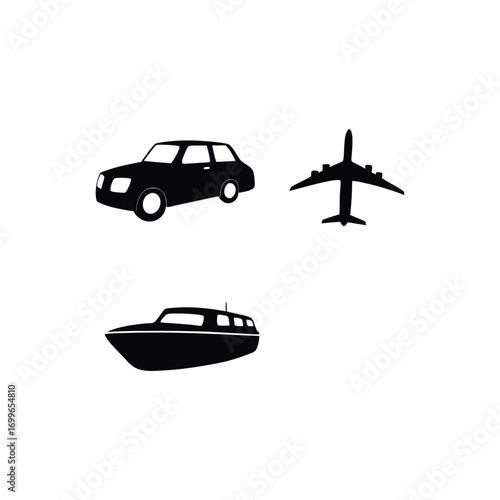 Car silhouette set, transport car, automobile