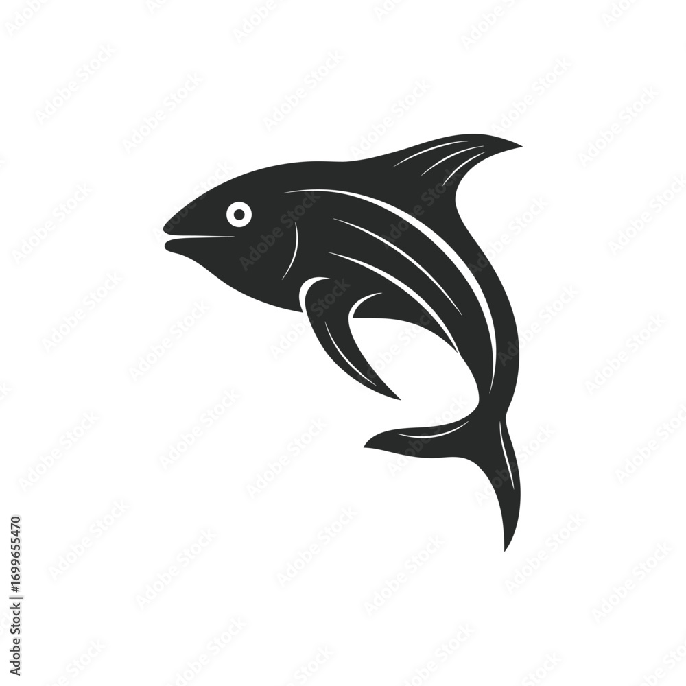 Fototapeta premium Dolphin silhouette, jumping dolphin