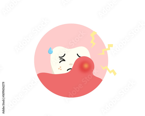 Toothache Illustration Dental Health Issue with Swollen Gums and Discomfort