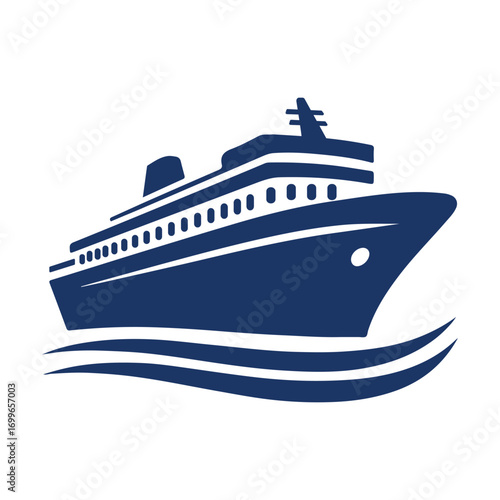 Big cruise ship clip art. Flat monochrome vector illustration, ai generated	
