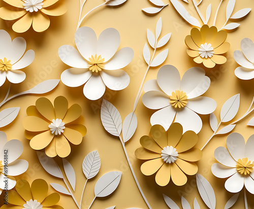 Yellow Paper Flower Decorative Pattern