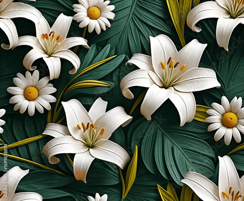 Paper Lily Composition in Botanical Style