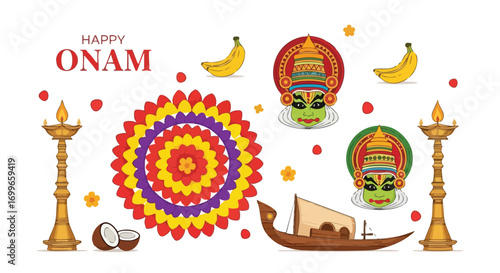 Festive Onam Elements and Greetings