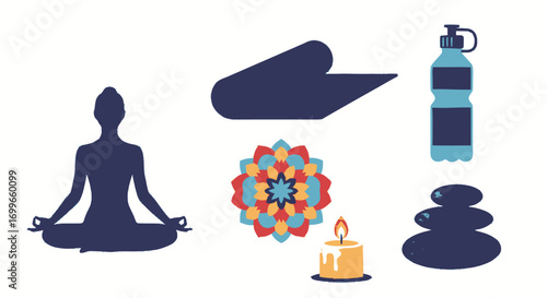 Silhouette of a Woman in Lotus Position Meditating with Hands in Gyan Mudra.
