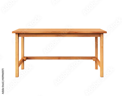 Simple light-brown wooden table, front view