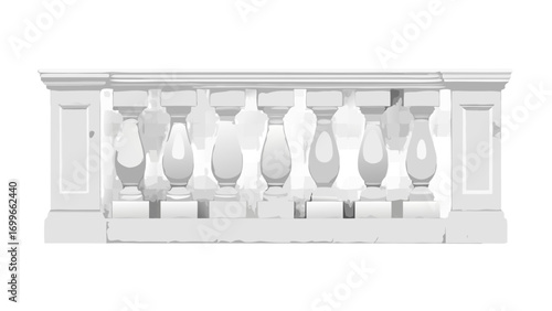 Classic white stone balustrade with ornate pillars