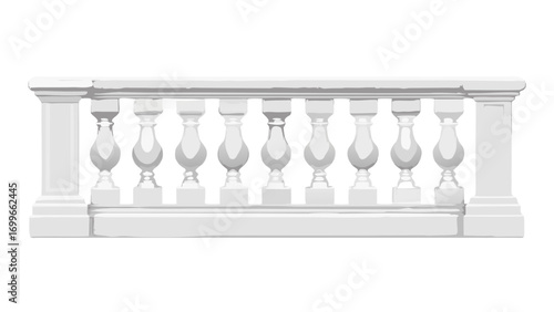 Classic white stone balustrade with decorative balusters