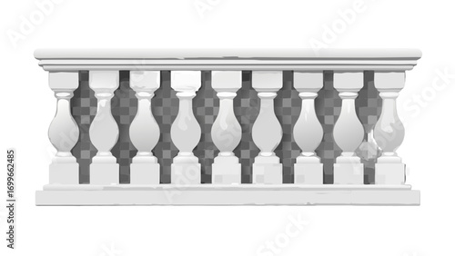 White stone balustrade with classic balusters and top rail