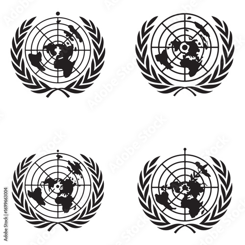 Four UN Logos in Black and White