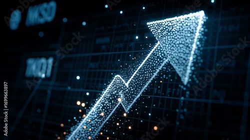 Financial graph displaying ascending arrow, highlighting investment momentum and bullish market trajectory