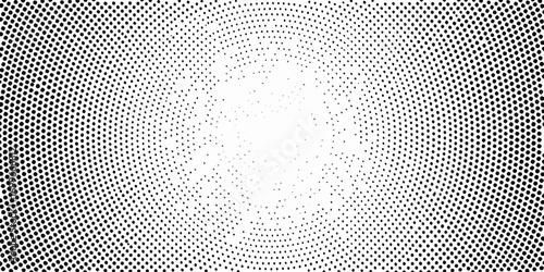 Abstract radial pattern of black dots on a white background creating a gradient effect