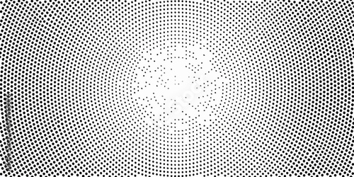 Abstract radial pattern of black dots on a white background creating a circular gradient effect
