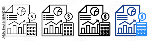 Business Calculation Icon Different Style Outline Collection Set