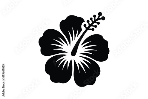 Simple black silhouette of a tropical hibiscus flower