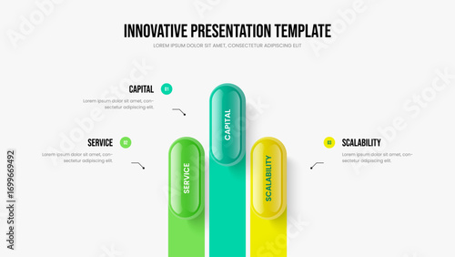 Investor Solution Three Step Infographic Presentation Layout. Professional Launch 3 Element Diagram Slideshow Template. Consulting Proposal Slide Design Vector Illustration.