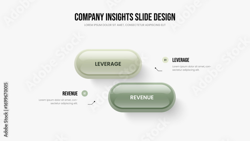 Corporate Plan 2 Element Diagram Presentation Template. Financial Introduction Frame Layout Vector Illustration. Modern Portfolio Two Step Infographic Slideshow Design.