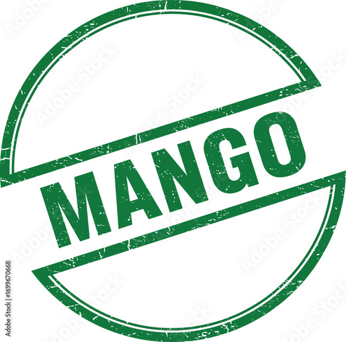 green mango stamp design with circular frame on transparent background