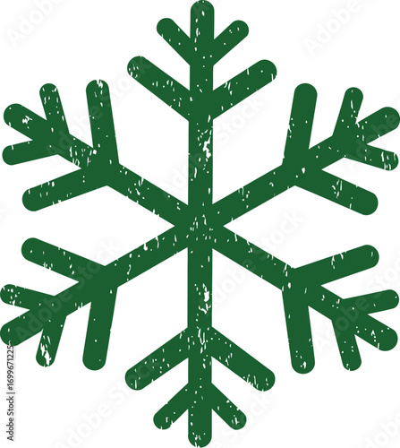 a green snowflake design with intricate details on transparent background
