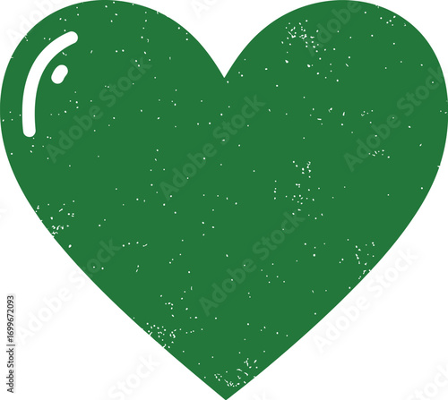 a green heart shape with texture details on transparent background