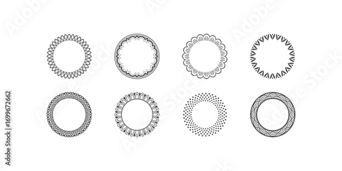 Round Celtic style vector frames and decorative borders collection with circular magical patterns, traditional ethnic symbols, ornamental illustration, heritage artwork and decorative motifs