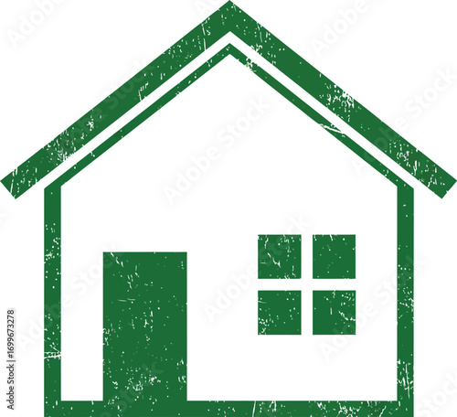 green house icon with window door on transparent background