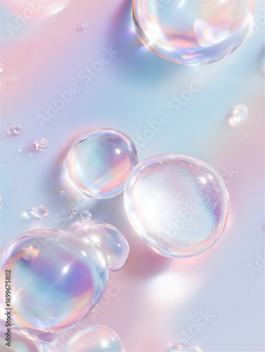 Wallpaper Mural オーロラグラデーションの上にぷっくり下水滴が輝く背景 Torontodigital.ca