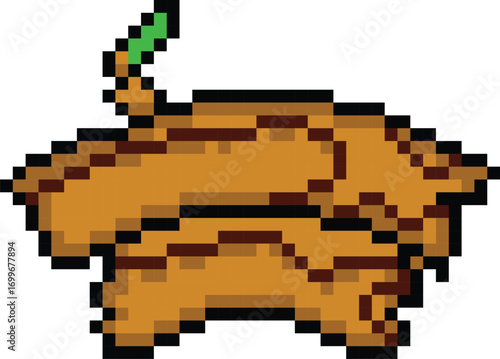 Pixel art wooden board game object element graphic