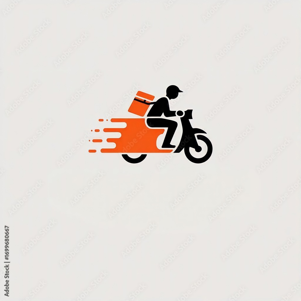 Fototapeta premium Express Delivery Service on Motorbike Vector Art