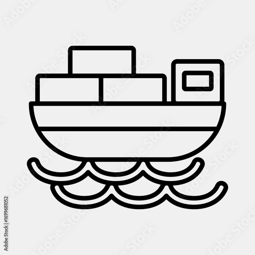 Icon cargo ship. Export import elements. Icon in line style.